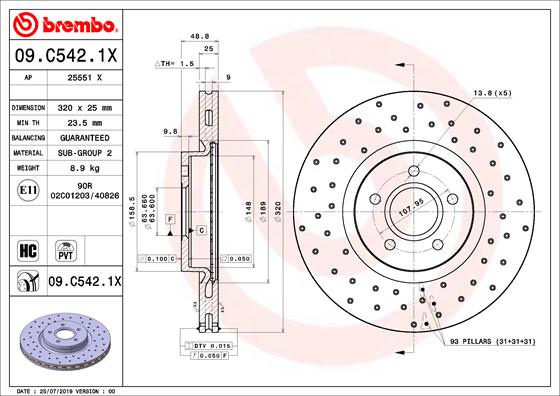 Disc frana BREMBO 09.C542.1X