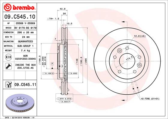 Disc frana BREMBO 09.C545.11