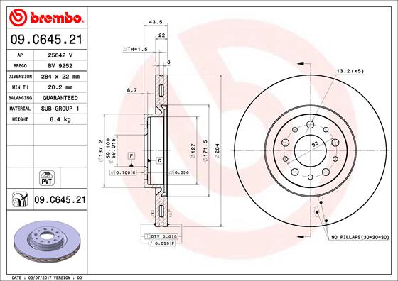 Disc frana BREMBO 09.C645.21
