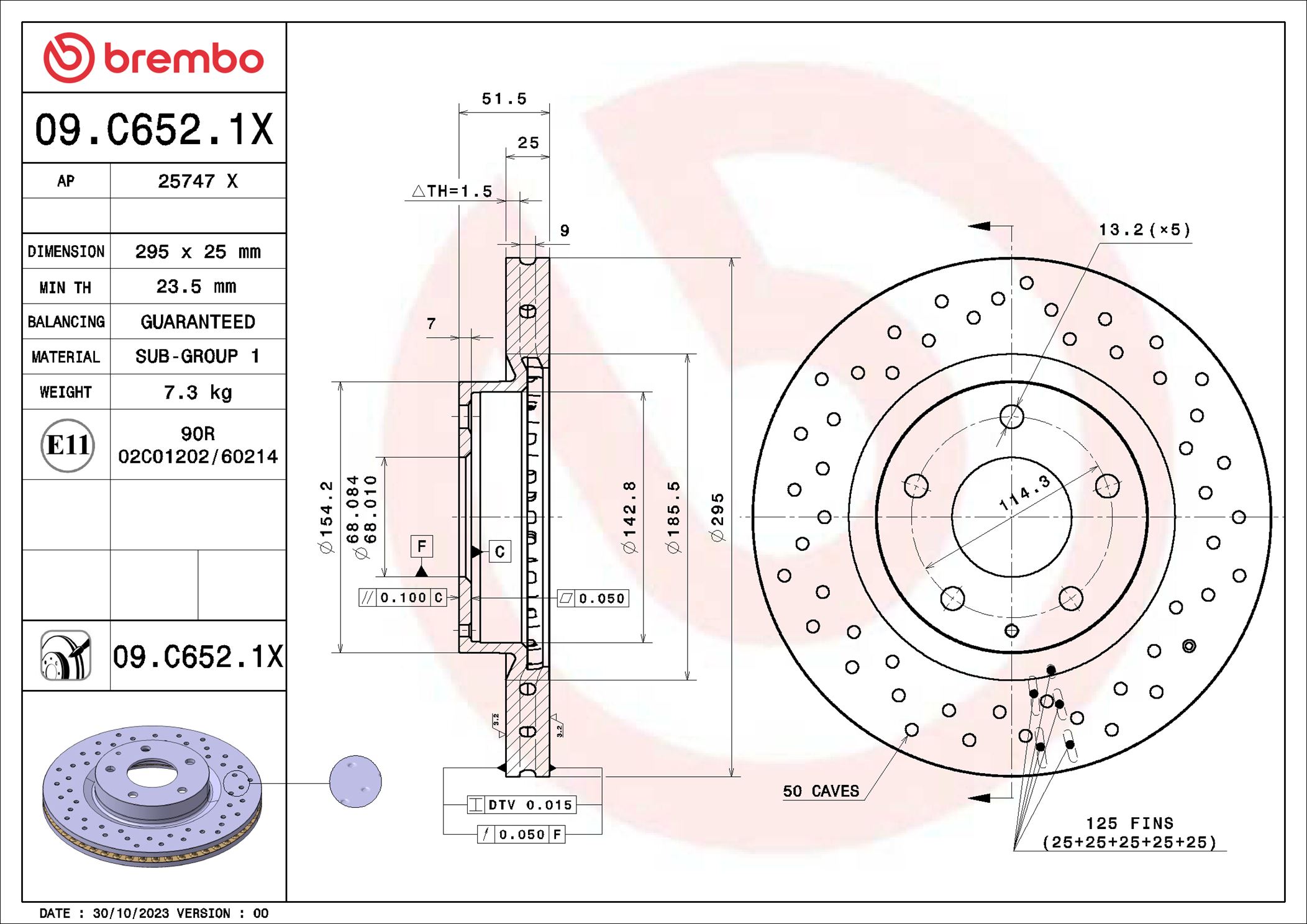 Disc frana BREMBO 09.C652.1X