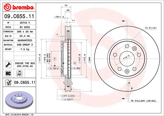 Disc frana BREMBO 09.C655.11