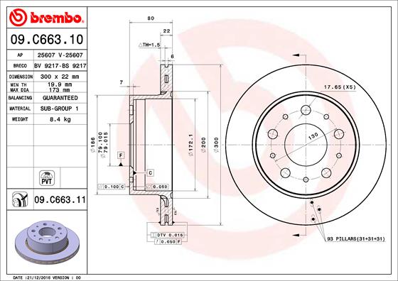 Disc frana BREMBO 09.C663.11