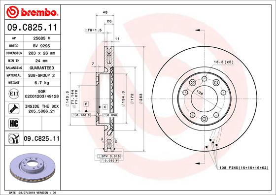 Disc frana BREMBO 09.C825.11