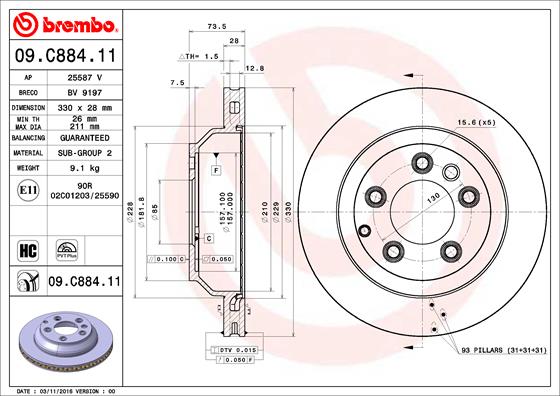 Disc frana BREMBO 09.C884.11