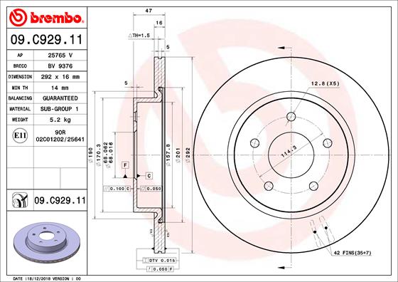 Disc frana BREMBO 09.C929.11