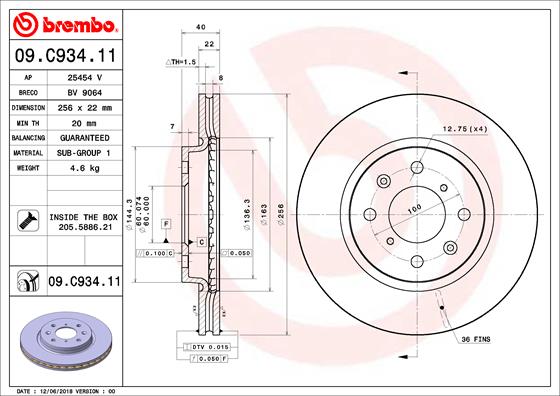 Disc frana BREMBO 09.C934.11