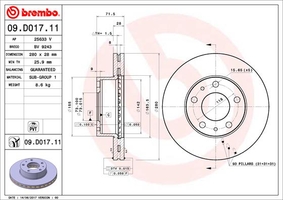 Disc frana BREMBO 09.D017.11