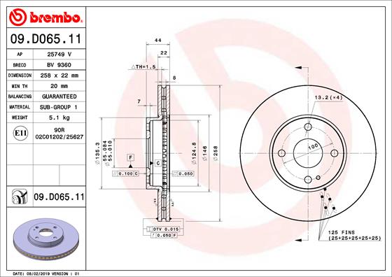 Disc frana BREMBO 09.D065.11
