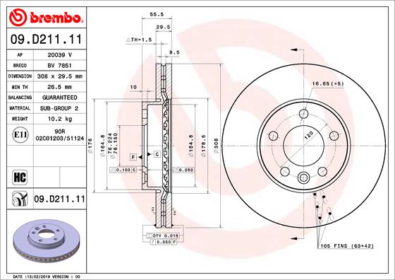 Disc frana BREMBO 09.D211.11