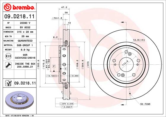 Disc frana BREMBO 09.D218.11