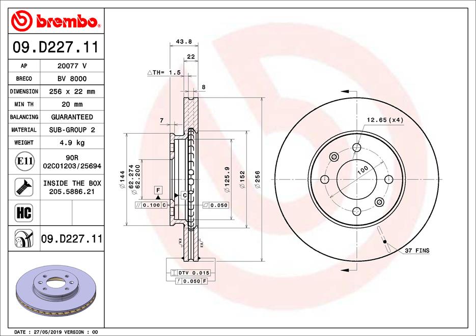 Disc frana BREMBO 09.D227.11