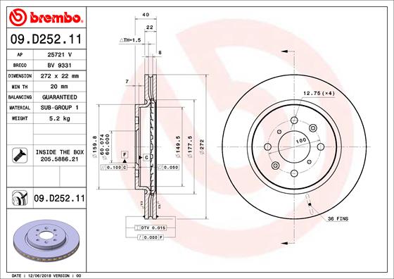 Disc frana BREMBO 09.D252.11