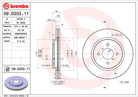Disc frana BREMBO 09.D253.11