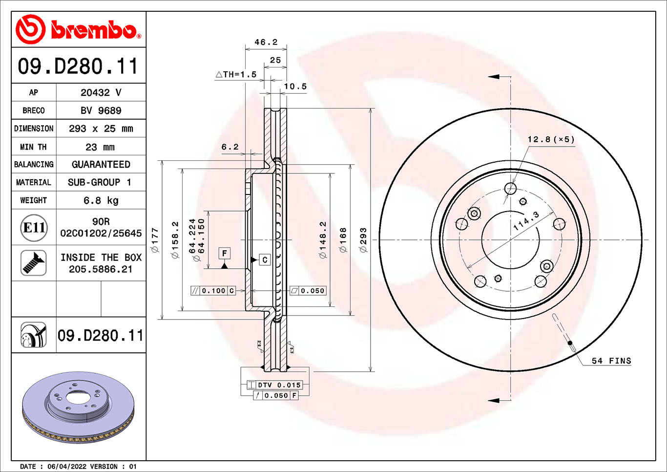 Disc frana BREMBO 09.D280.11