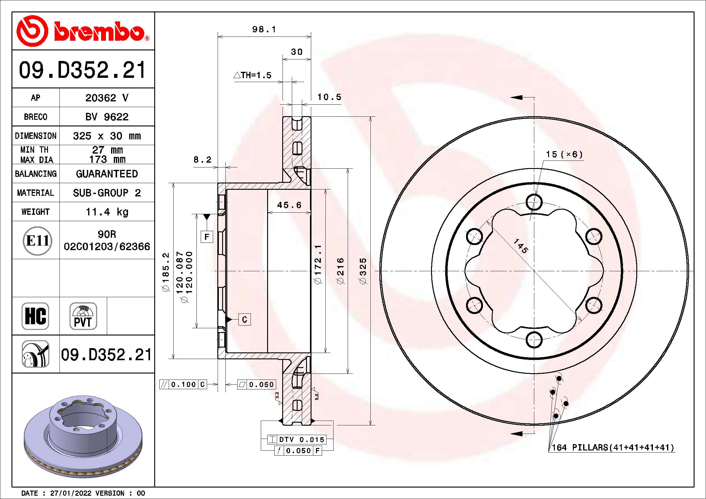 Disc frana BREMBO 09.D352.21