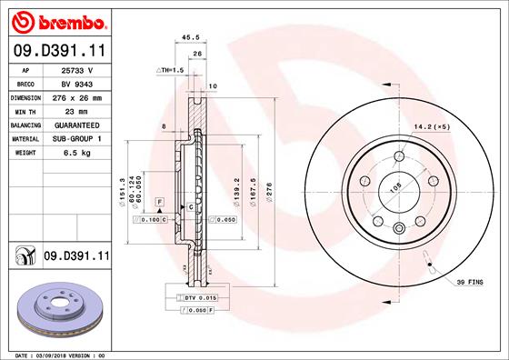 Disc frana BREMBO 09.D391.11
