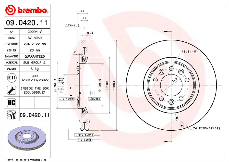 Disc frana BREMBO 09.D420.11