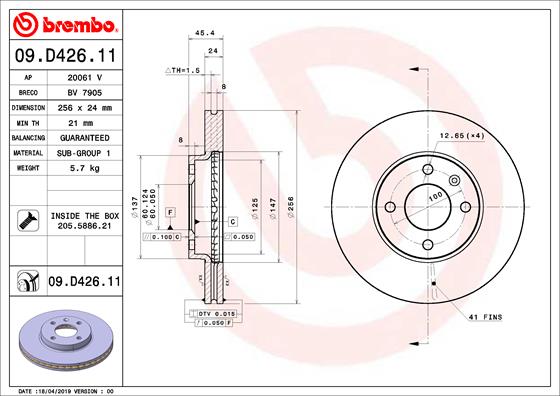 Disc frana BREMBO 09.D426.11