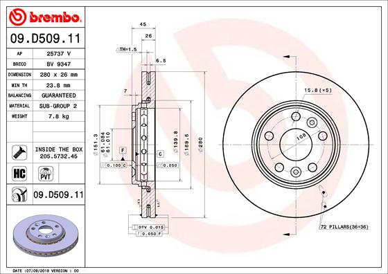 Disc frana BREMBO 09.D509.11
