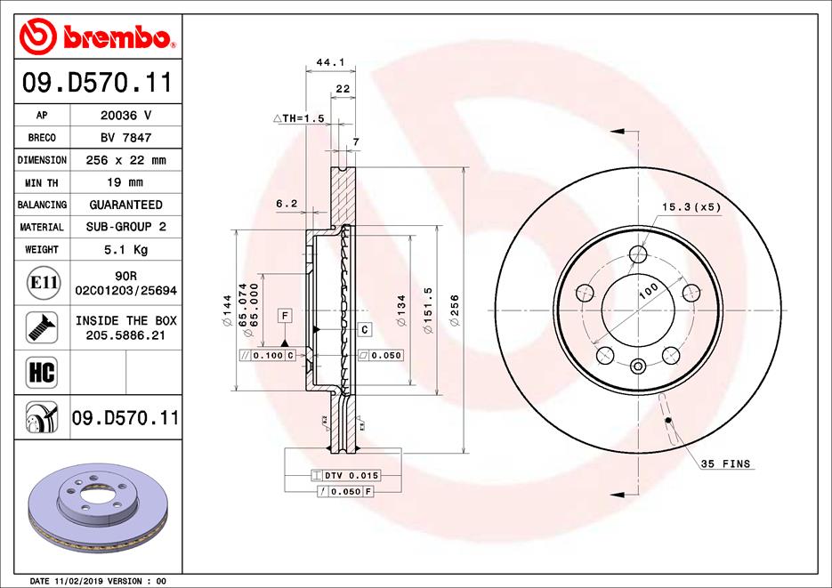 Disc frana BREMBO 09.D570.11