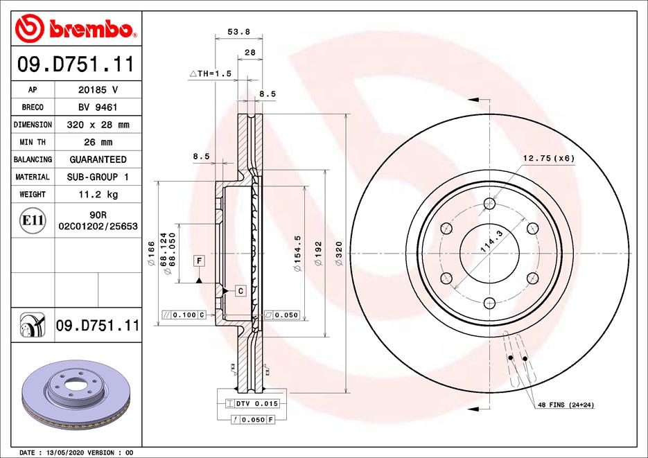 Disc frana BREMBO 09.D751.11