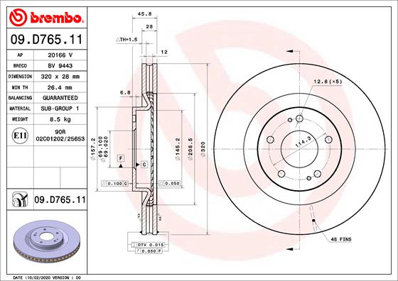 Disc frana BREMBO 09.D765.11