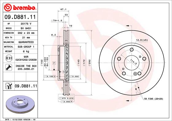 Disc frana BREMBO 09.D881.11