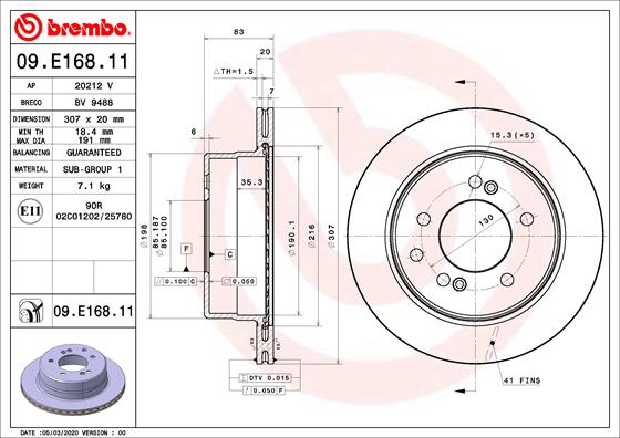 Disc frana BREMBO 09.E168.11