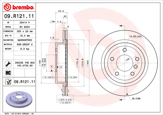 Disc frana BREMBO 09.R121.11