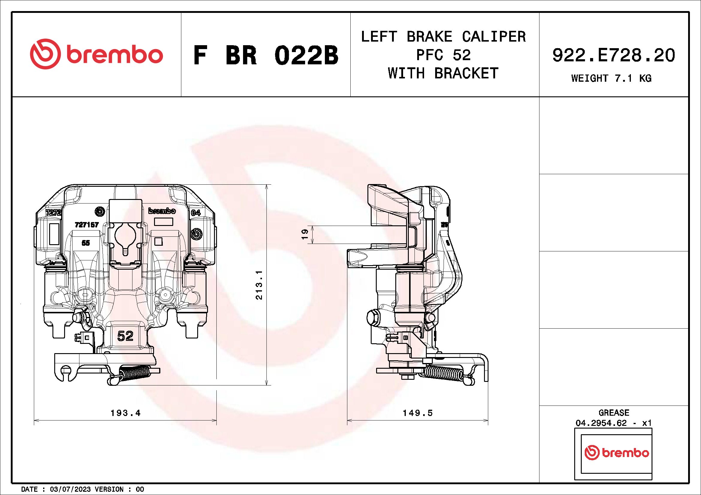 Etrier frana BREMBO FBR022B