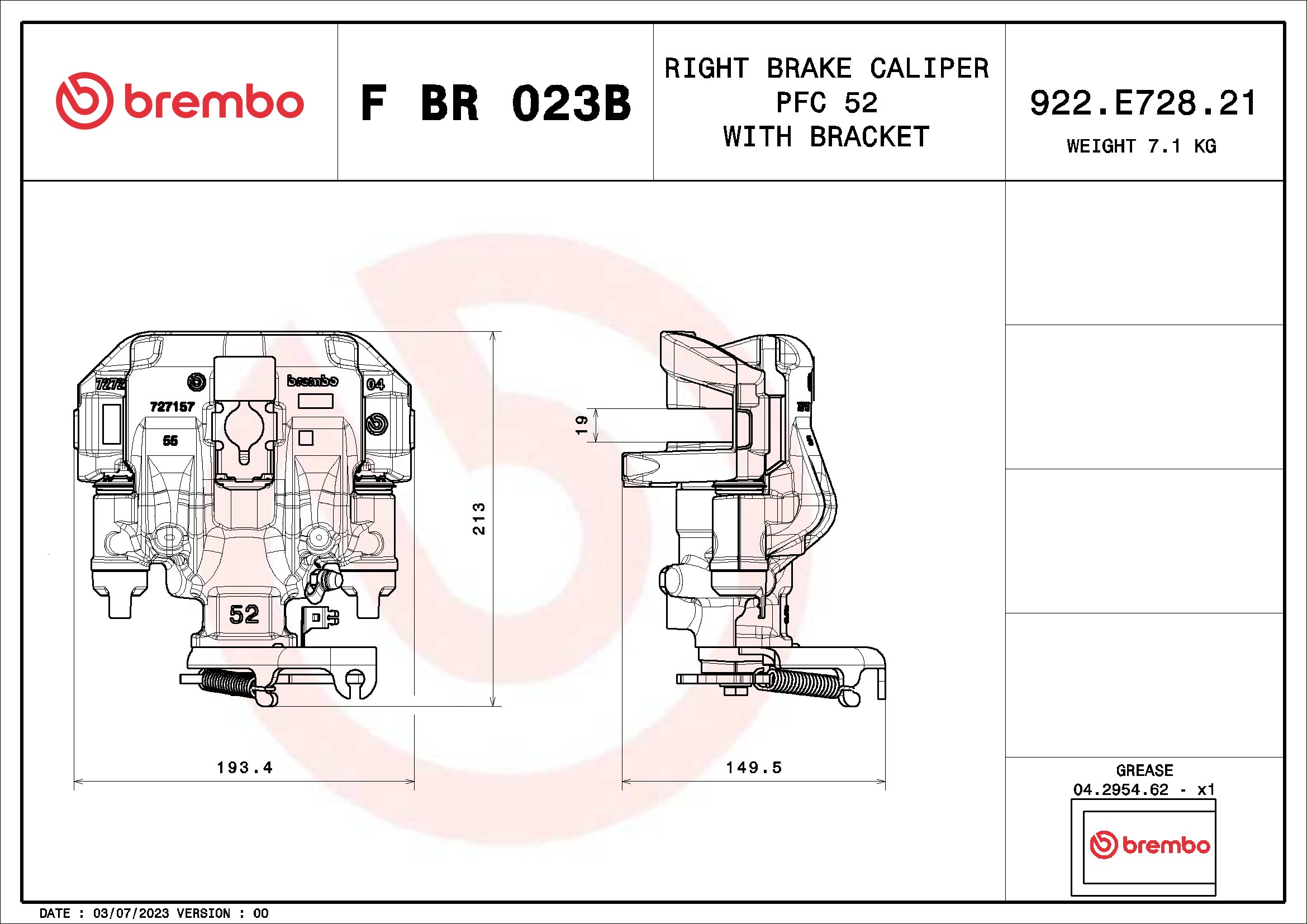Etrier frana BREMBO FBR023B