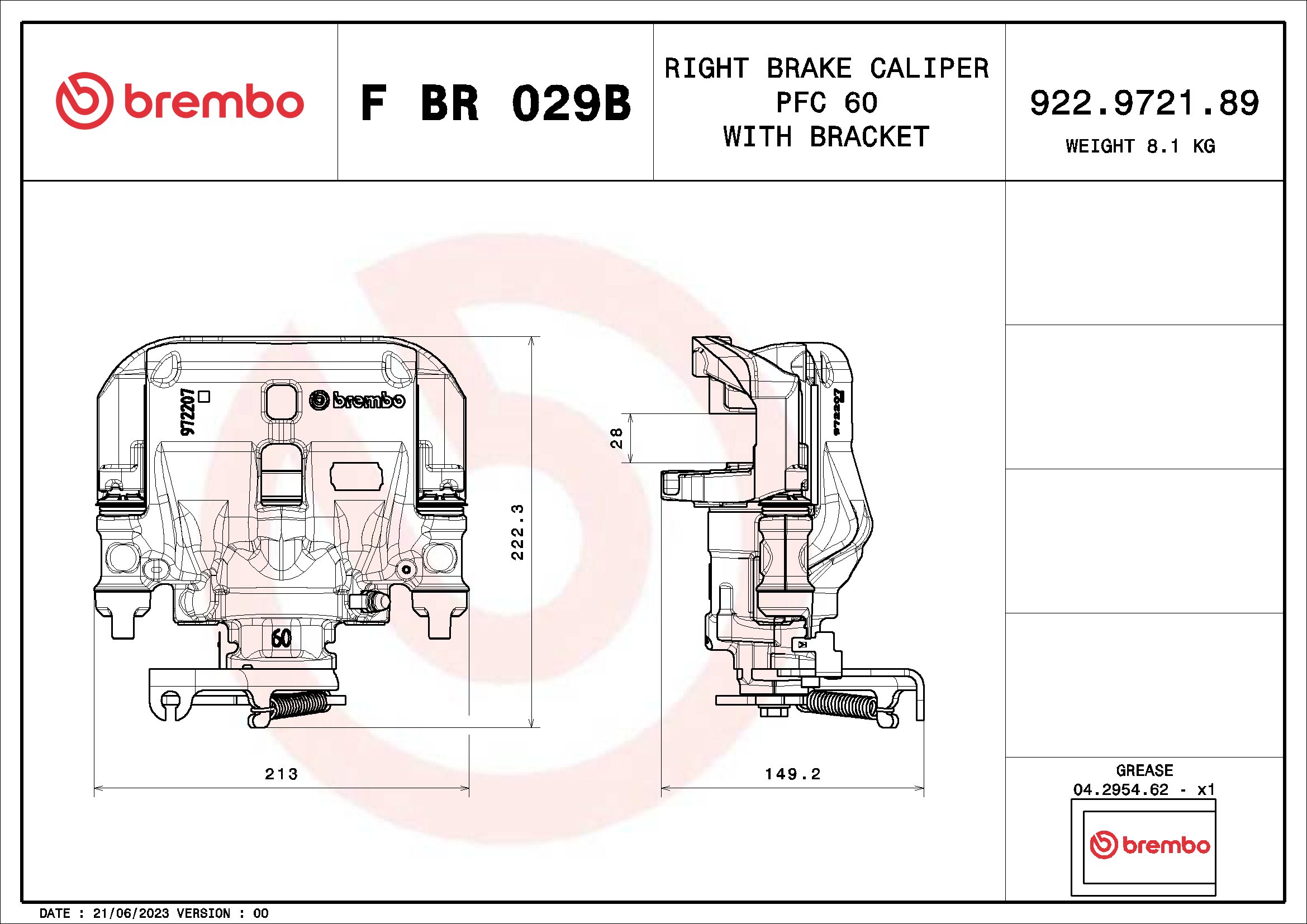 Etrier frana BREMBO FBR029B