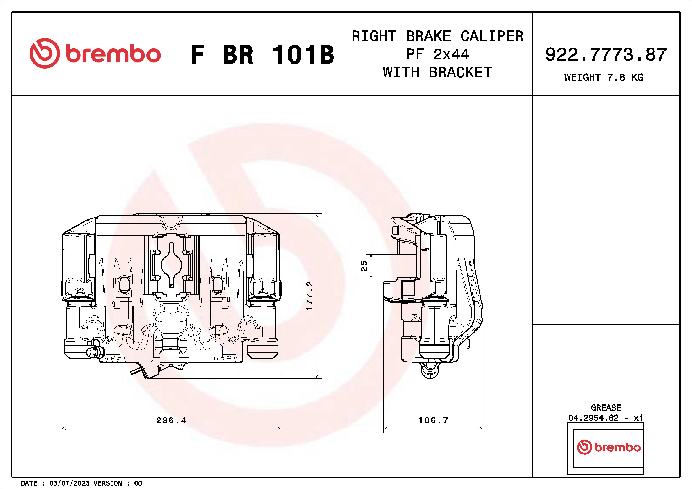 Etrier frana BREMBO FBR101B
