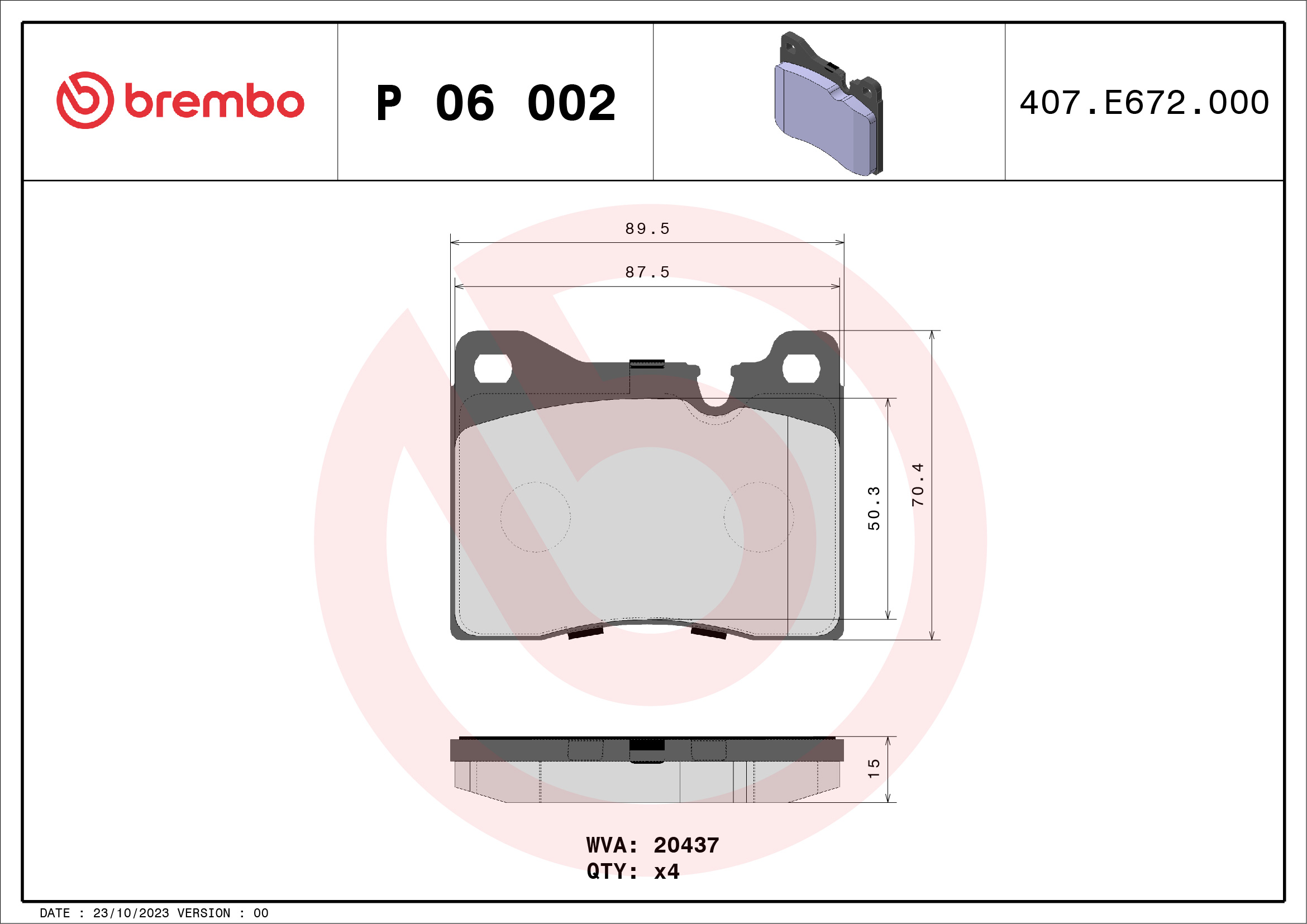 Placute frana BREMBO P 06 002