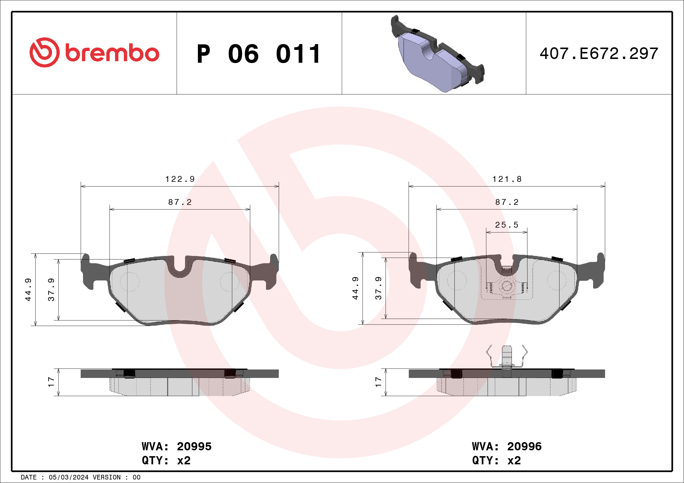 Placute frana BREMBO P 06 011