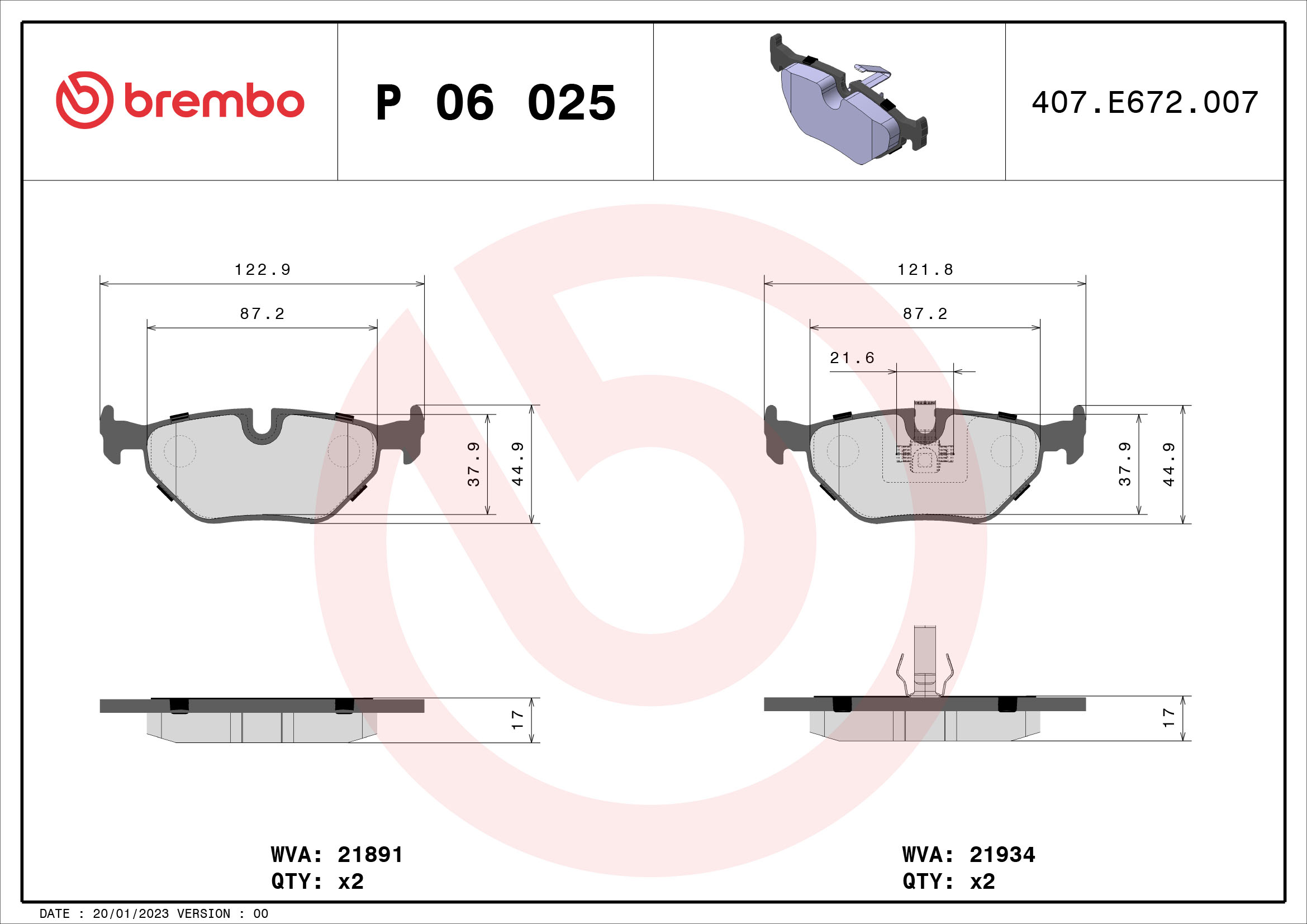 Placute frana BREMBO P 06 025
