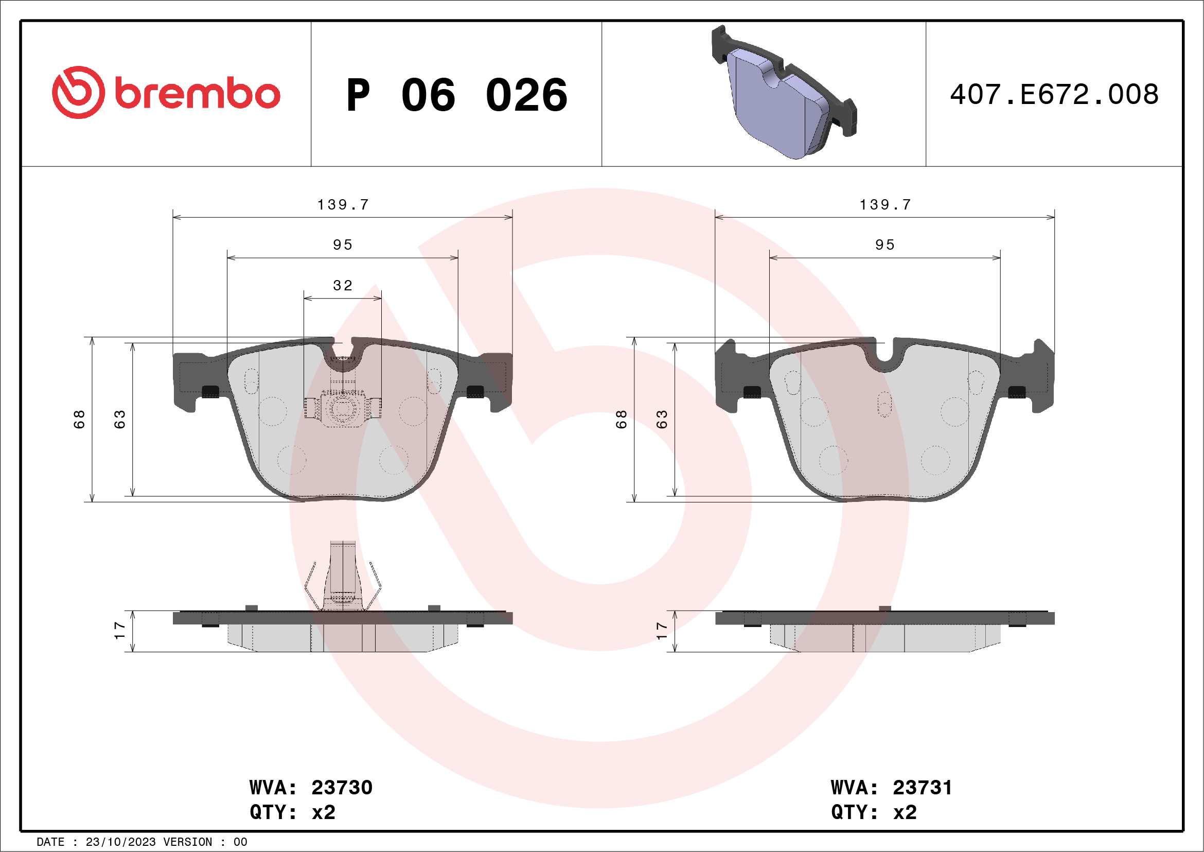 Placute frana BREMBO P 06 026
