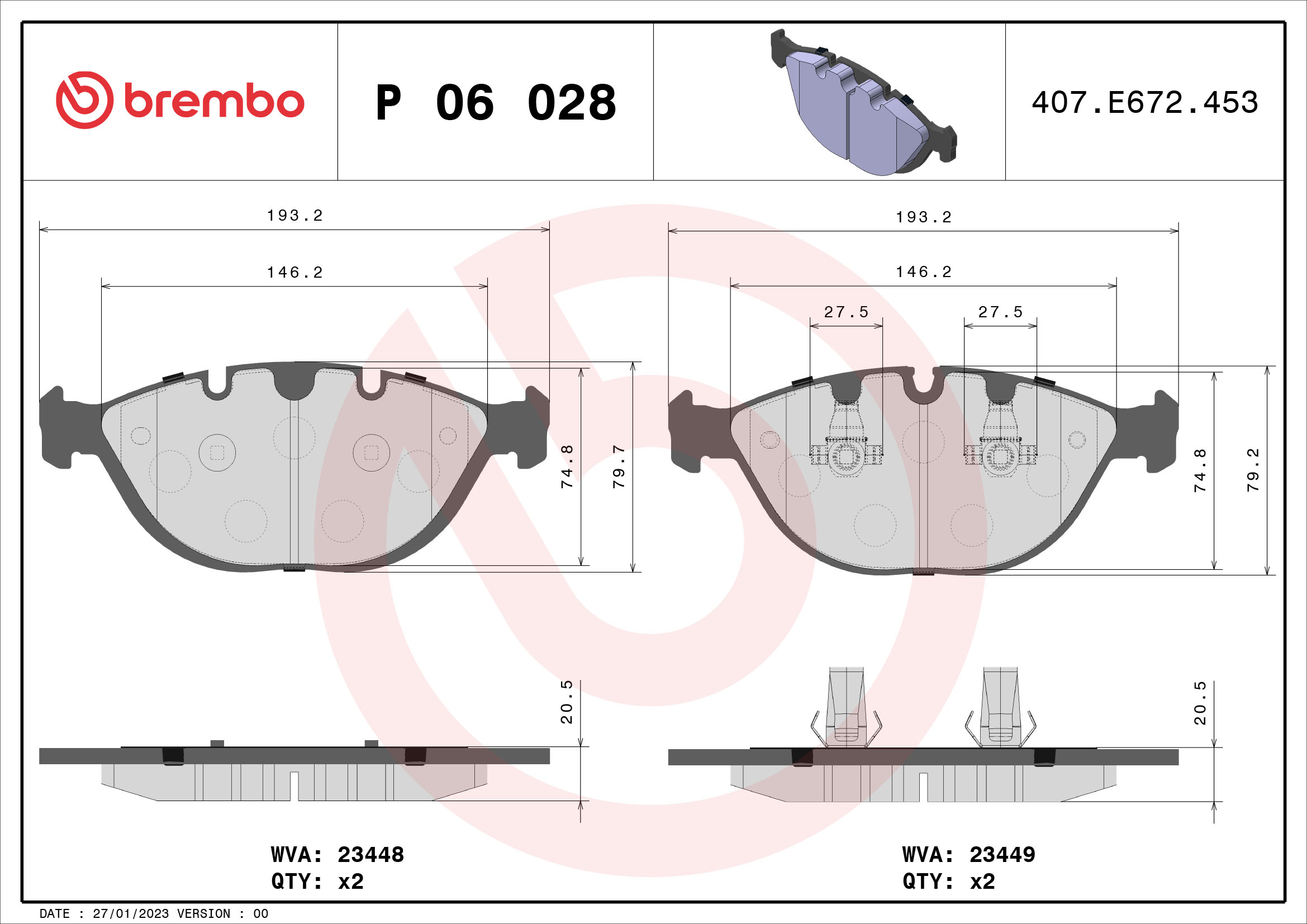 Placute frana BREMBO P 06 028