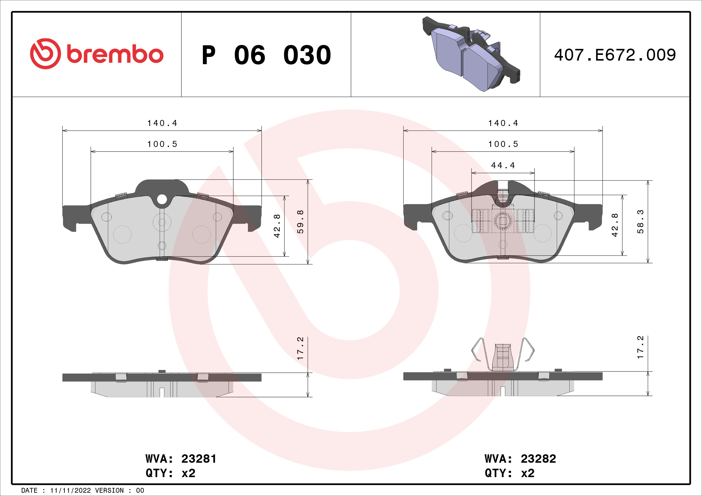 Placute frana BREMBO P 06 030