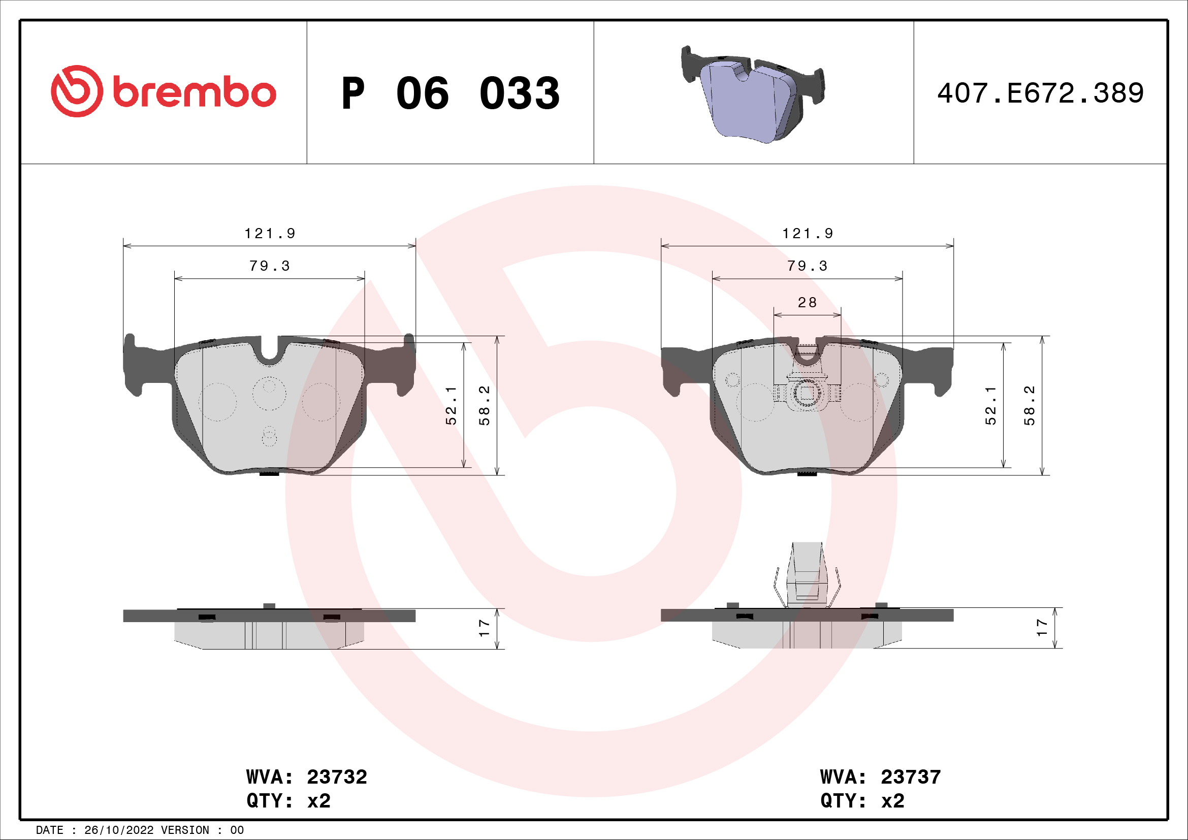 Placute frana BREMBO P 06 033