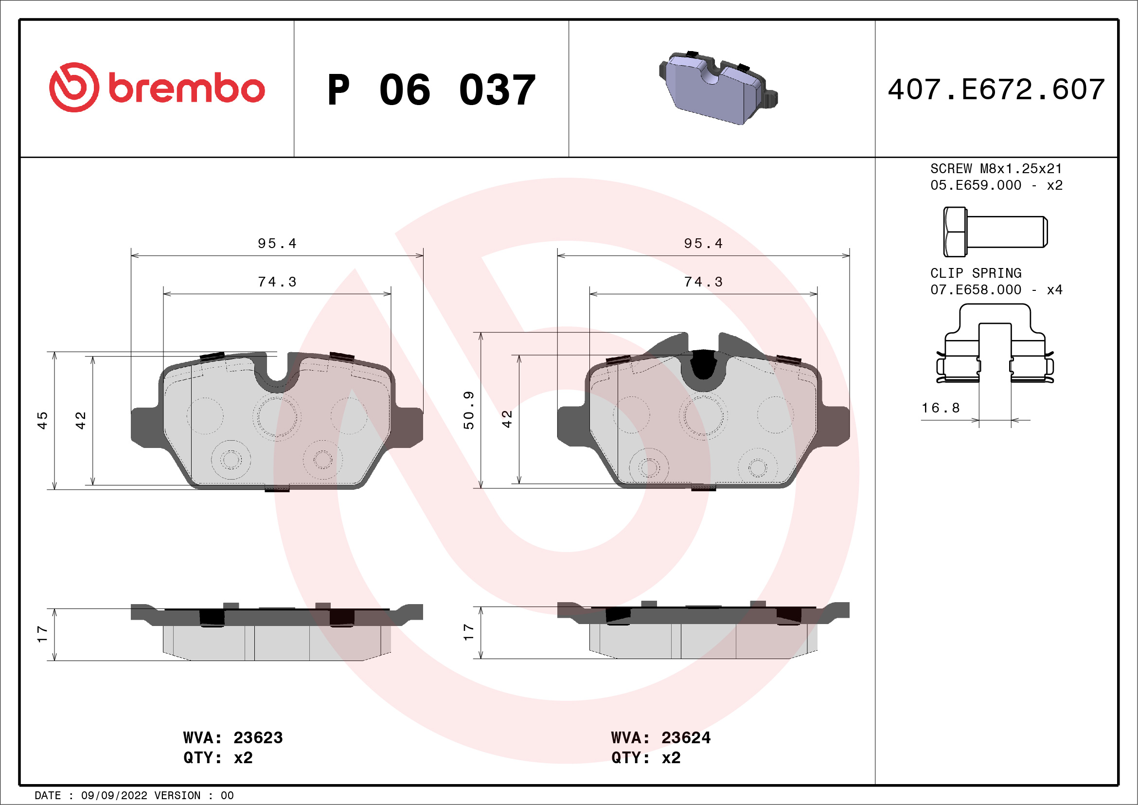 Placute frana BREMBO P 06 037