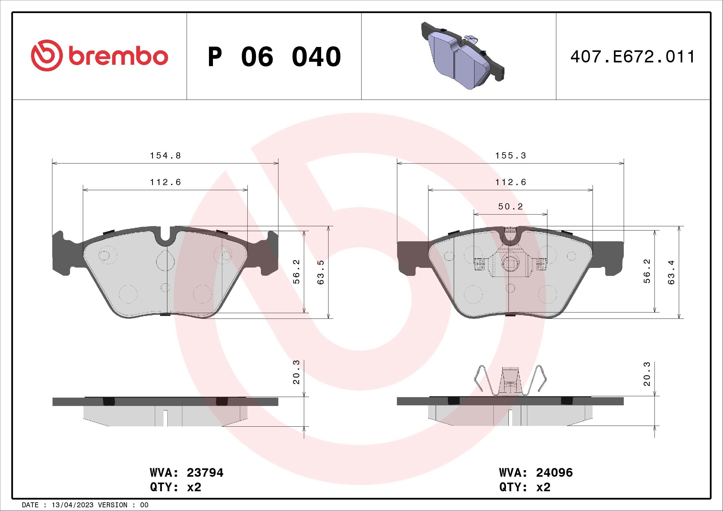 Placute frana BREMBO P 06 040