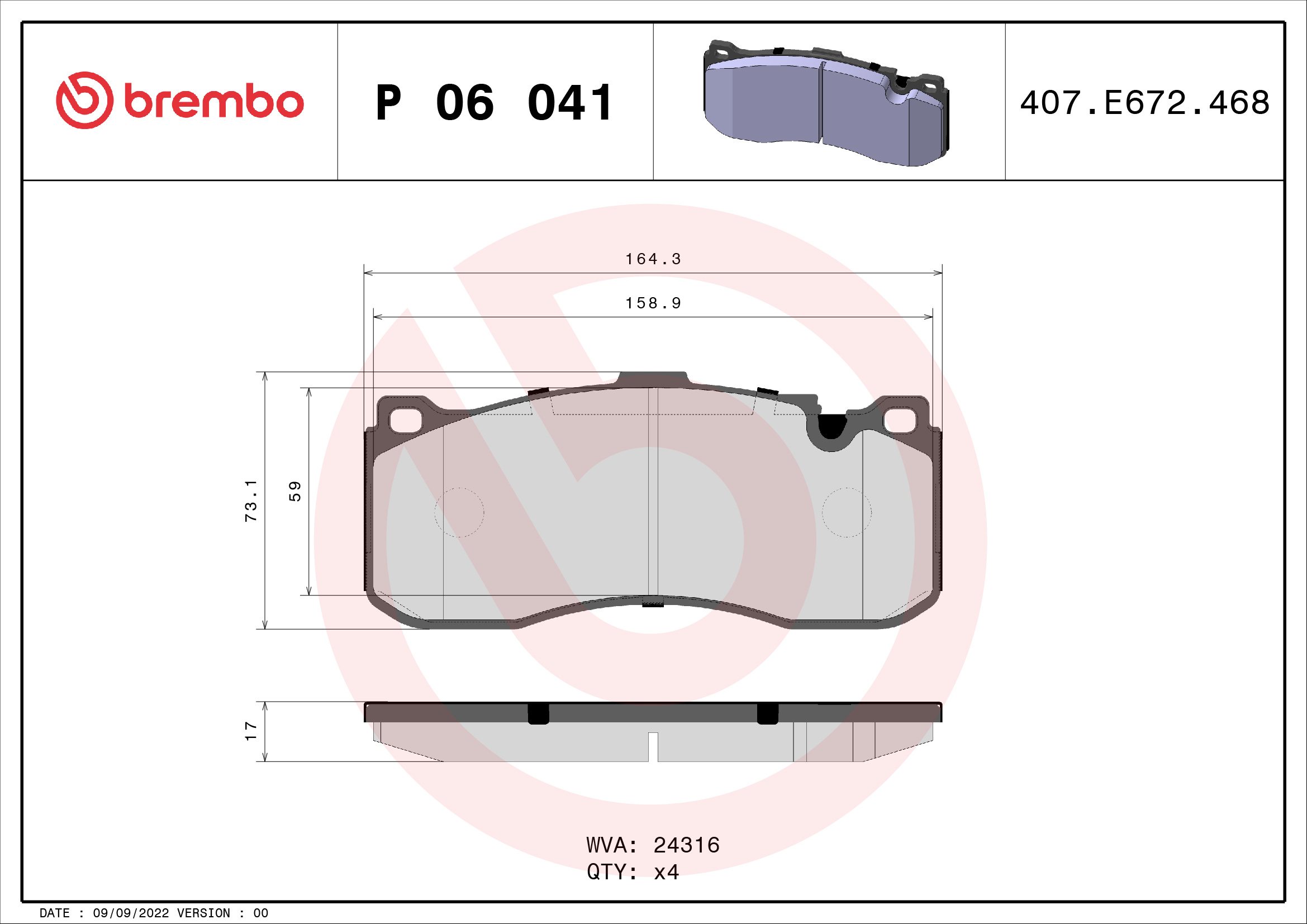 Placute frana BREMBO P 06 041