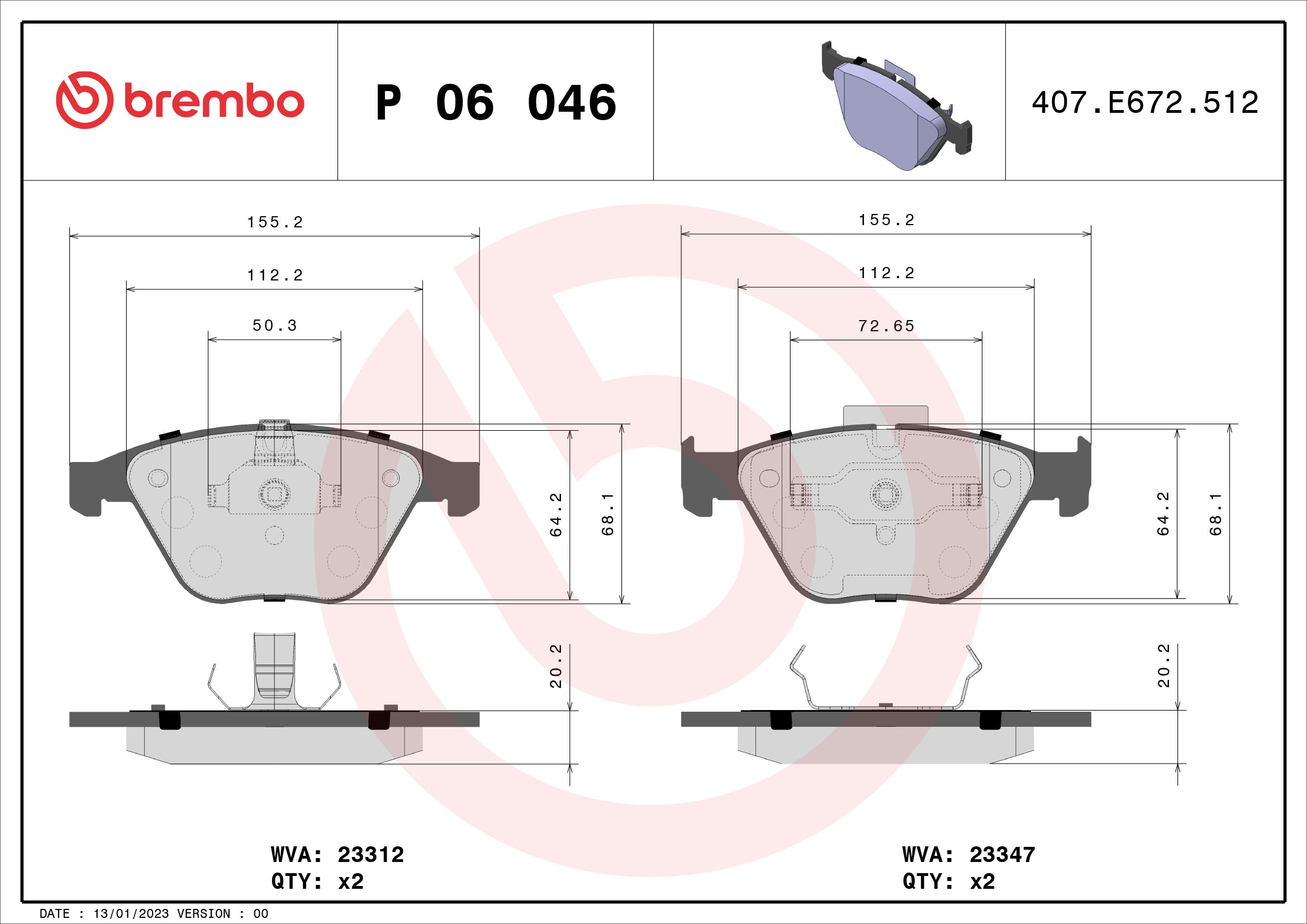 Placute frana BREMBO P 06 046