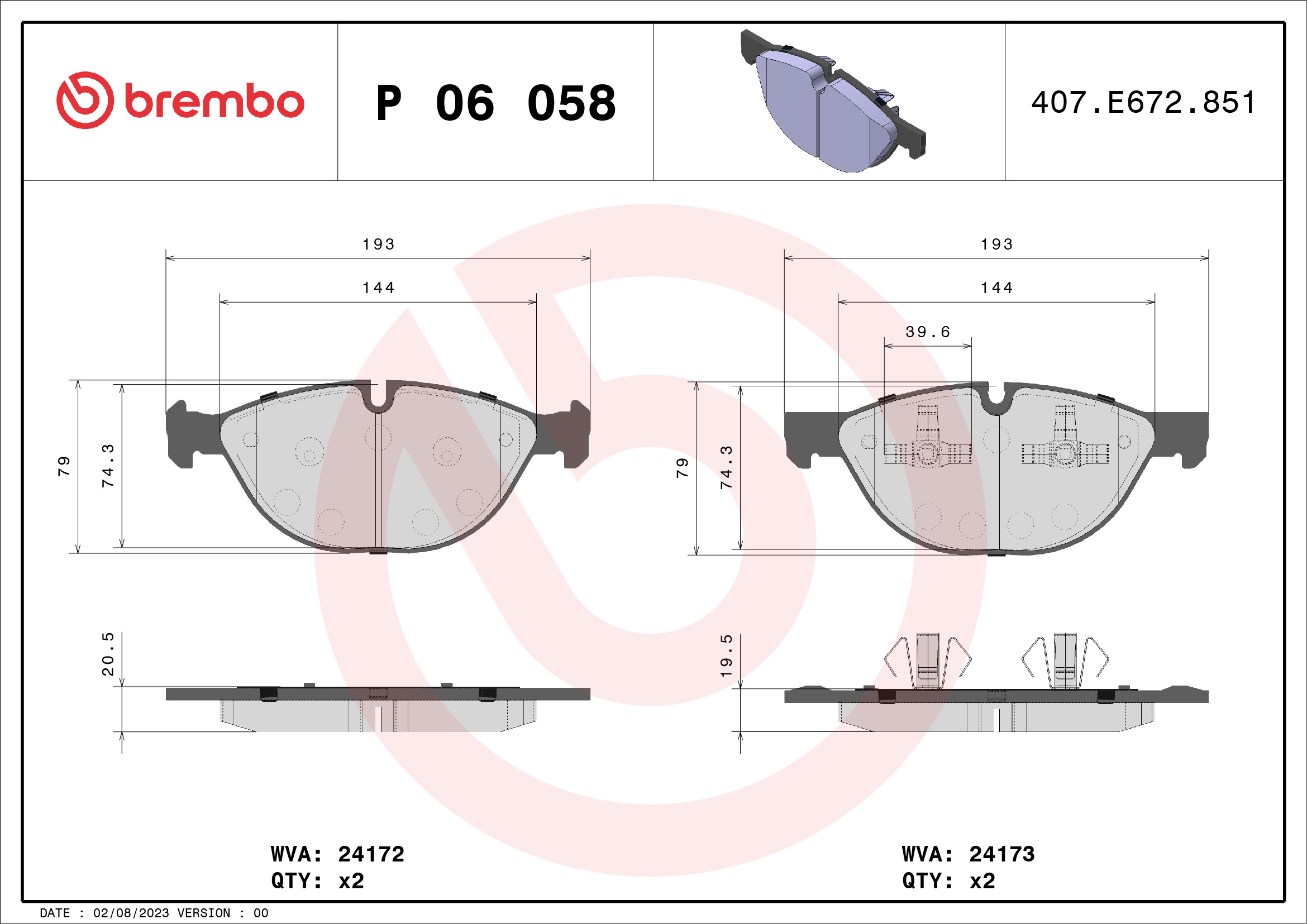 Placute frana BREMBO P 06 058