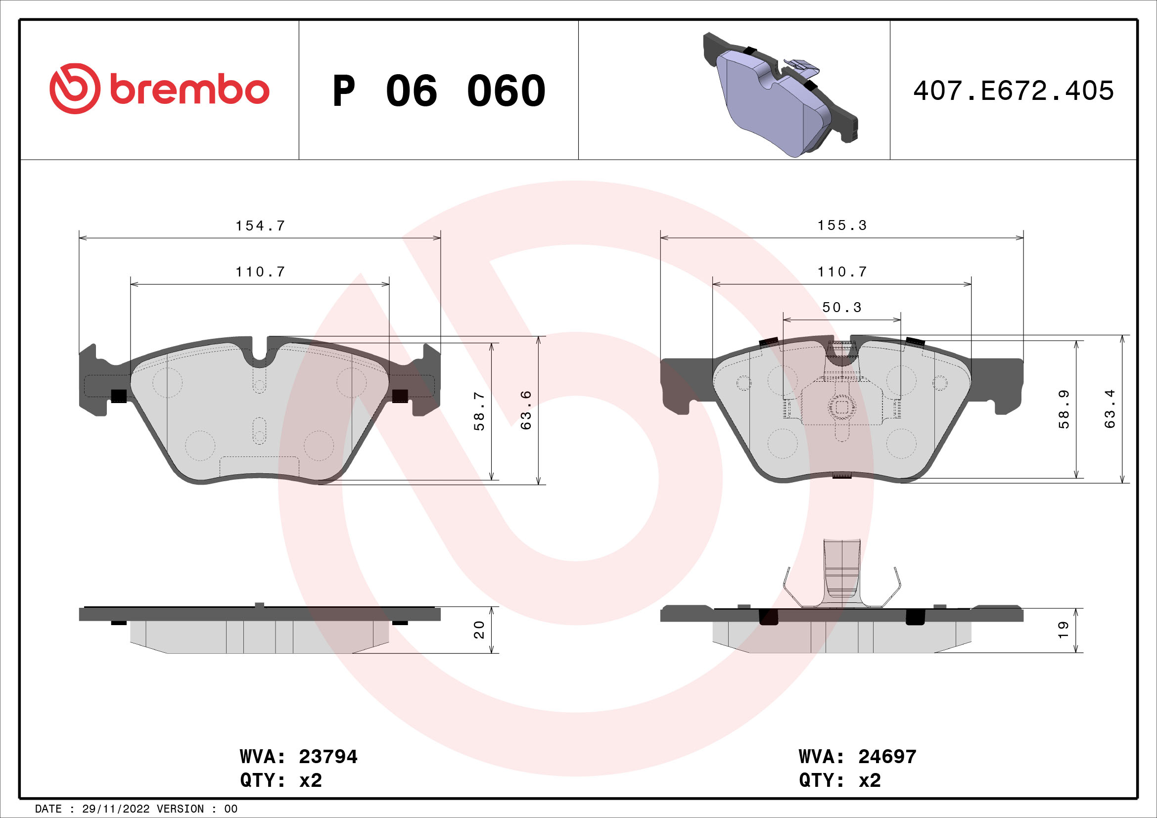 Placute frana BREMBO P 06 060