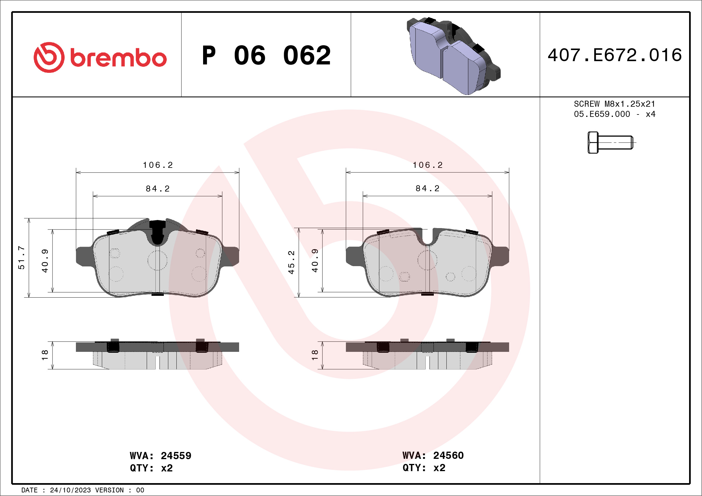 Placute frana BREMBO P 06 062