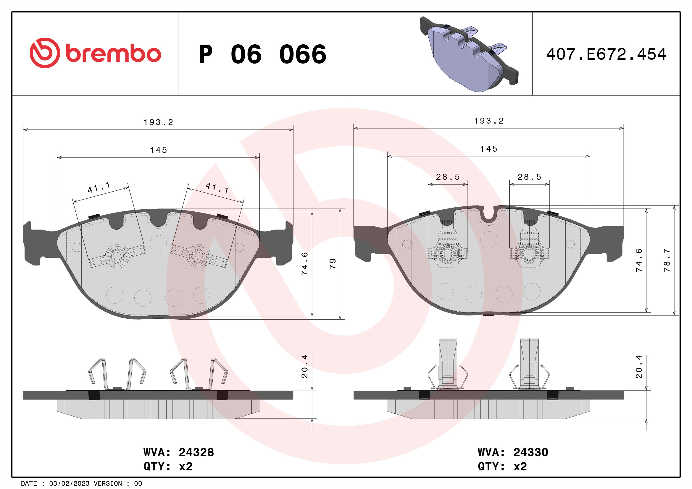 Placute frana BREMBO P 06 066