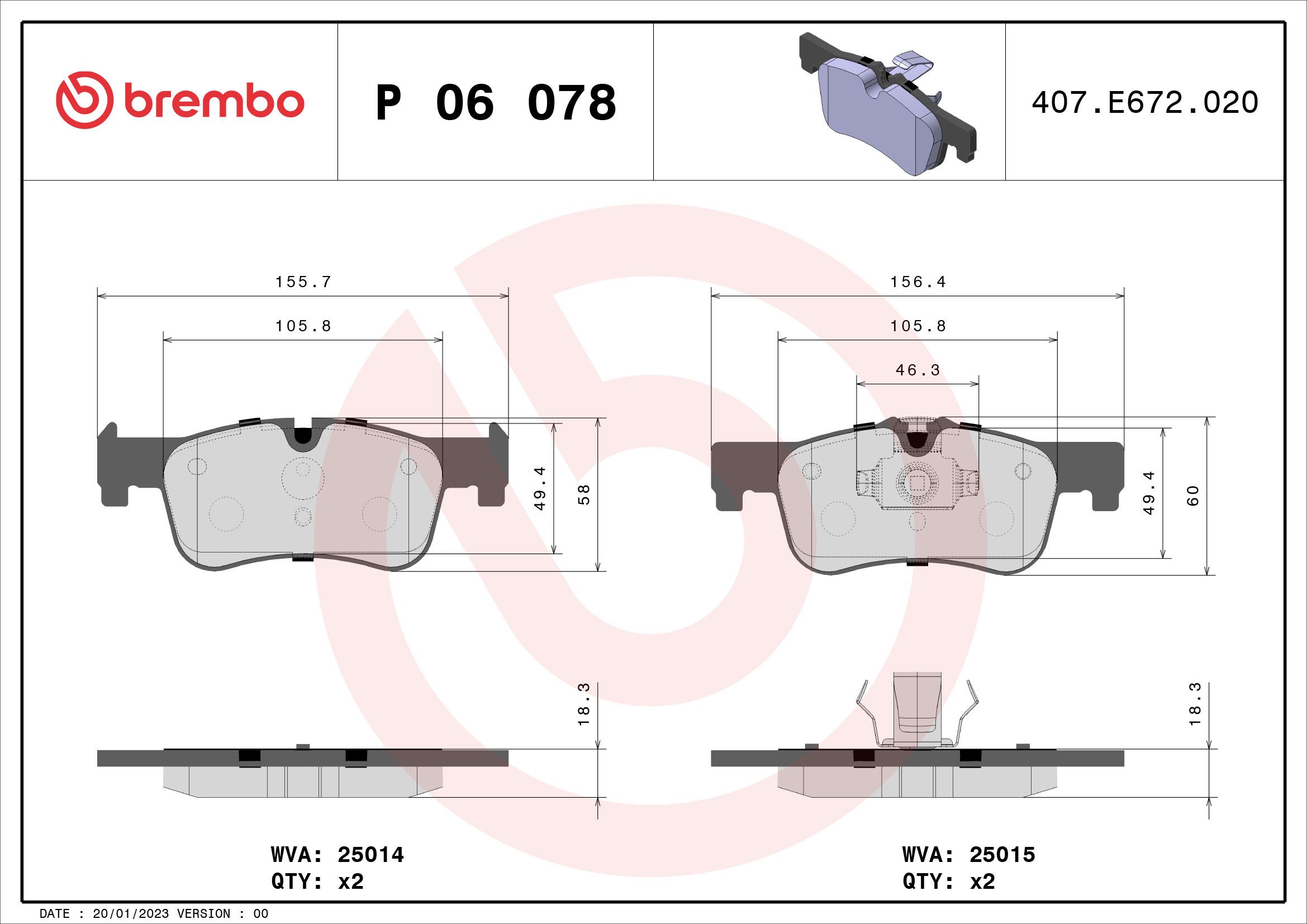 Placute frana BREMBO P 06 078