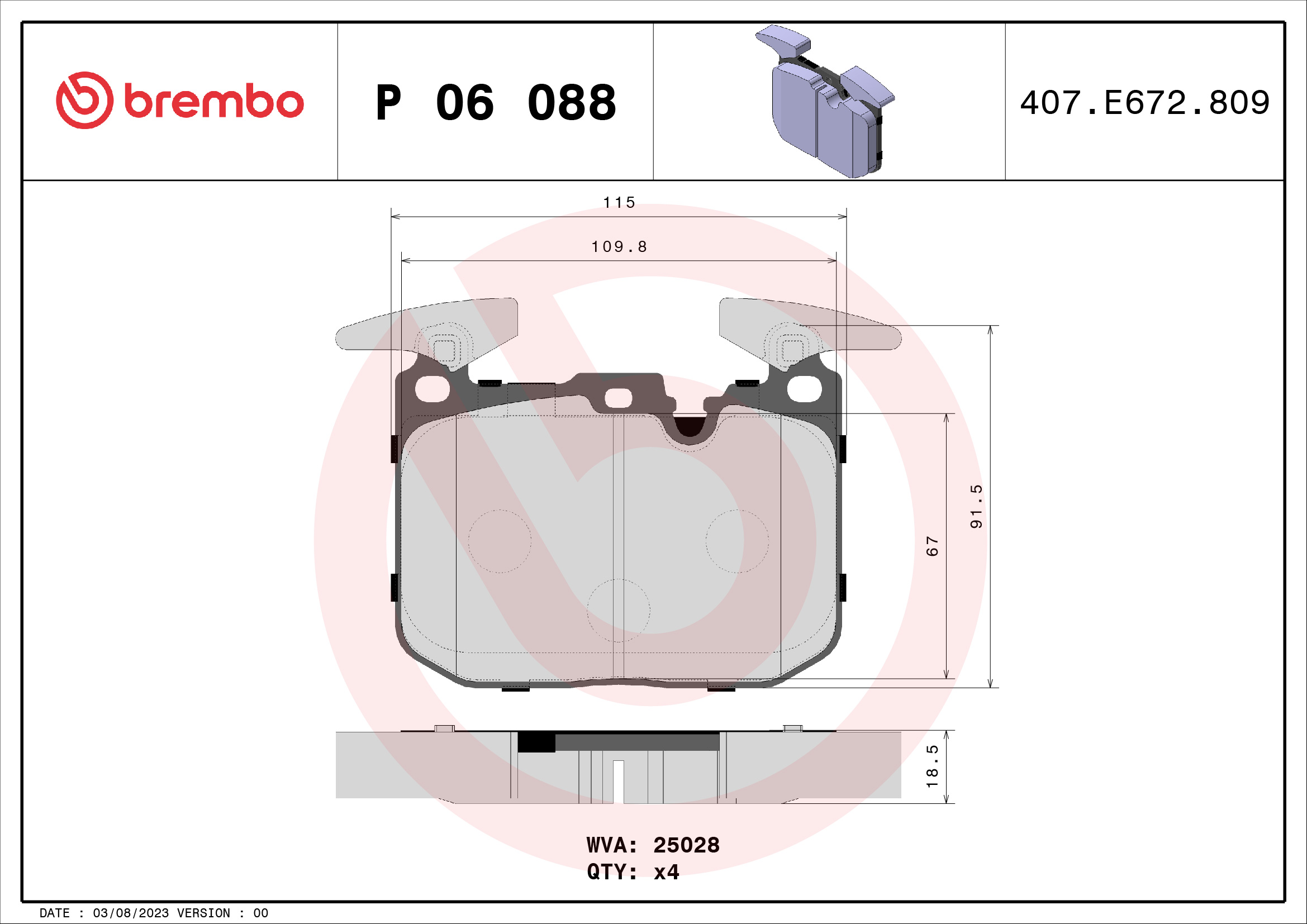 Placute frana BREMBO P 06 088